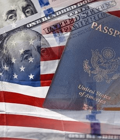דרכון ודגל ארה"ב